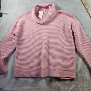 J.crew Oversized Pink Turtleneck Ribbed Cotton Sweater Size Large NWT